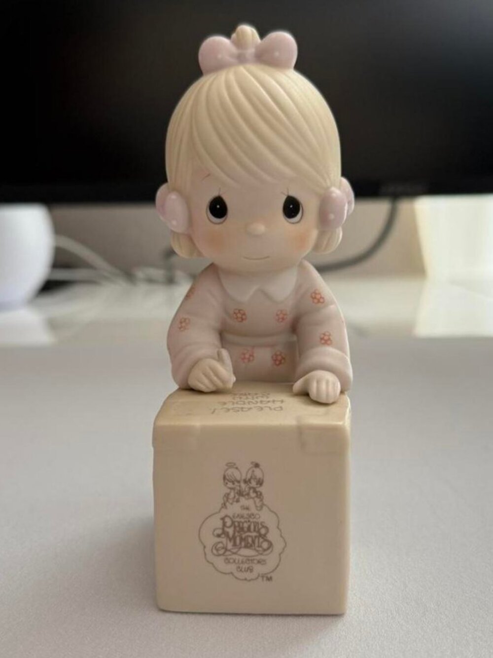 To My Forever Friend" Girl Ceramic Figurine with Stamp Block